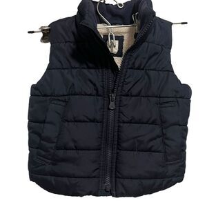 BABY GAP navy blue Sherpa lined puffer vest gender neutral 12-18M